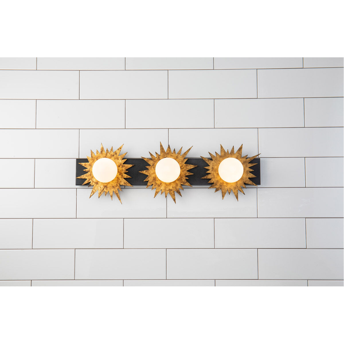 Soleil 3 Light 24 inch WZC+Gold Bath Light Wall Light in Weather Zinc and Gold Leaf with Antique 